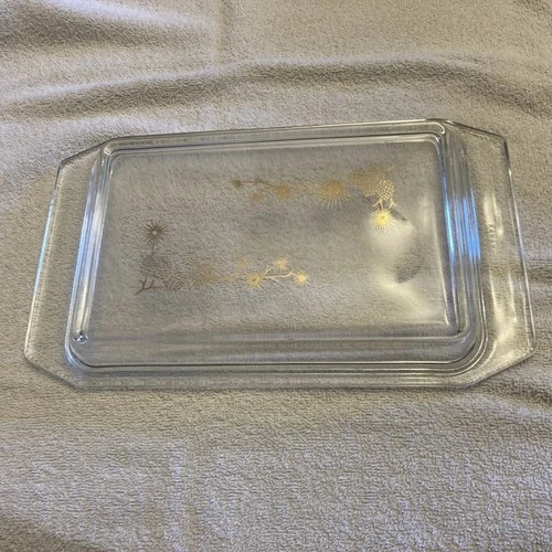 LID ONLY Vintage Pyrex Gold Pine Cone Space Saver Casserole 1960s 550c