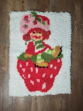 STRAWBERRY SHORTCAKE, Latch Hook Rug Complete, 19x25, Yarn, 1981 Vintage