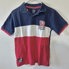 The Children's Place Casual Polo Striped Shirt Kid's XL 14 Red Blue White USA