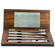 Mid-Century Bartender Bar Tool Set Cocktail Barware Rosewood Box Stainless Japan