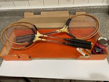 Vintage Complete Sears 4 -Player Badminton Set including mittens
