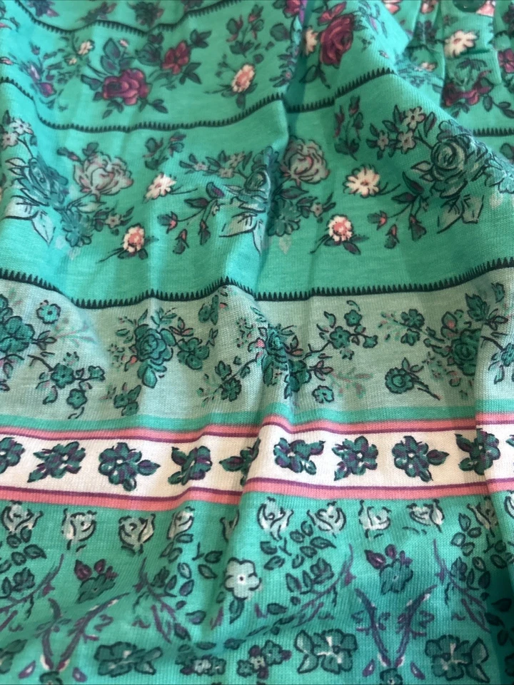 woman within large sleep shirt blue floral  - Image 2 of 4