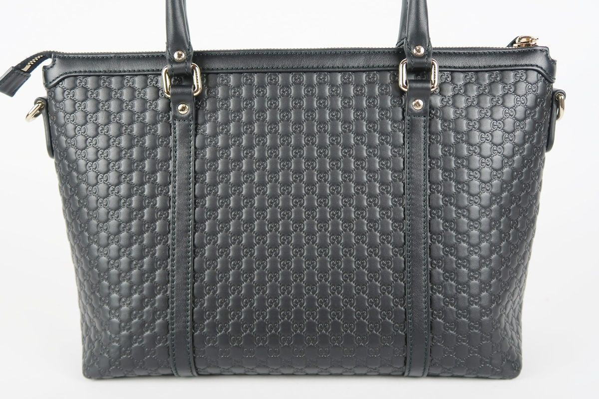 GUCCI Micro Guccissima Tote Bag Shoulder Bag 449656 Leather Black