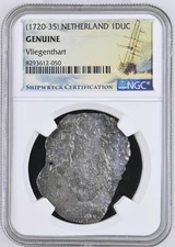 1720-35 1DUC NETHERLAND  Vliegenthart Shipwreck Coin NGC Graded