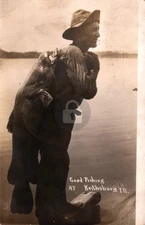 Good Fishing Keithsburg Illinois IL Giant Fish 1911 RPPC Photo Postcard COPY