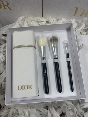 DIOR BACKSTAGE Makeup Brush Set 3 Brushes White Case DIOR LOGO BOX