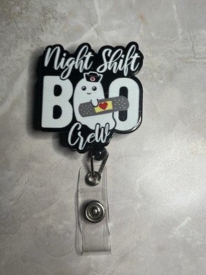 Night Shift Boo Crew Ghost Acrylic Retractable Badge Reel