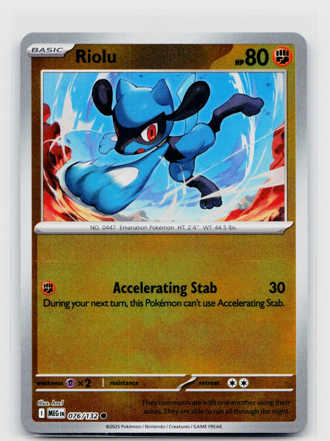 Riolu Reverse Holo 076/132 ME01: Mega Evolution Common NM