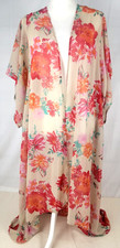 BAND OF GYPSIES Kimono Duster Cream Floral Chiffon Sheer Women's Size Small