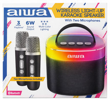 Aiwa Wireless Bluetooth Karaoke Speaker 6W LED Light w/ 2 Microphones