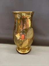 BOHEMIA CZECH REPUBLIC GOLD HIGH ENAMEL HANDMADE CRYSTALEX VASE 10”