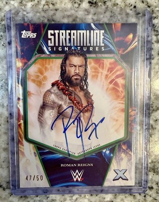 2025 Topps Exalted WWE ROMAN REIGNS AUTO Streamline Signatures GREEN 47/50