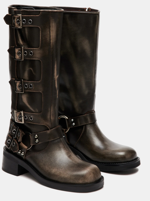 NEW Steve Madden Rocky Distressed Boots, Brown Distressed & Congac