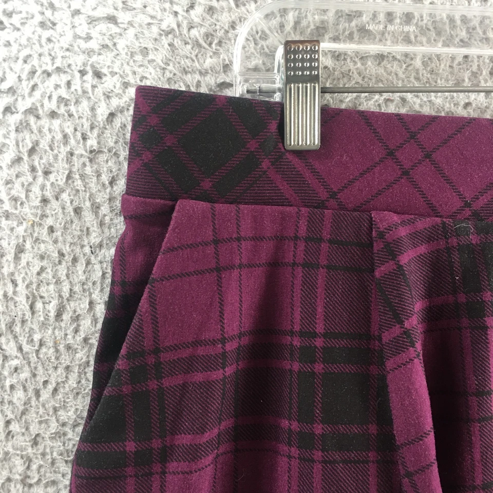 Falda Torrid Línea A Para Mujer 1 Pullover Púrpura a Cuadros Elastizado Cintura Elástica Informal Foto 3 de 4