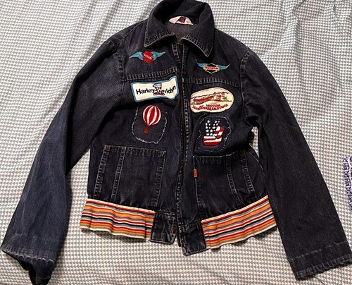 Vintage 1970s Kids Levis Denim Jacket Rainbow 27 Patches Harley Peace Baseball + - Picture 3 of 19