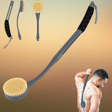 20.5in Long Handle Back Scrubber Shower Body Brush Deep Clean Gray Men Women