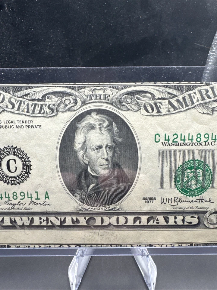 1977 $20 Bill C Philadelphia Reserve Error Mis Cut And 3rd Print Mis Aligned - Image 3 of 4