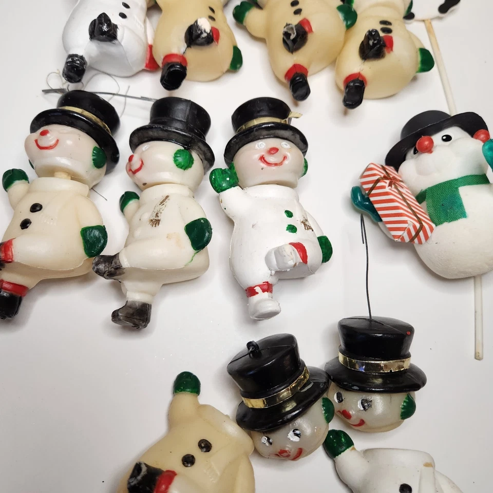 VTG Snowman Christmas Ornament Plastic Lot Of 11 Frosty MCM 4.5 In. READ Damage Foto 3 de 4