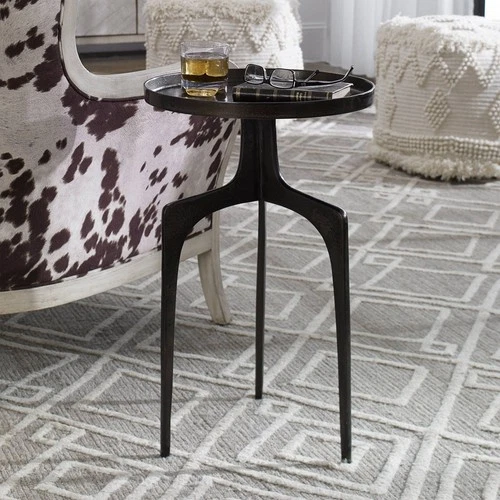 Industrial Bronze Round Accent Table 16" Wide Brown Living Room Bedroom Entryway - Picture 1 of 4