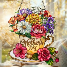 Custom Acrylic Suncatcher, Mother's Day Gift, Custom Flower Hanging Window Decor