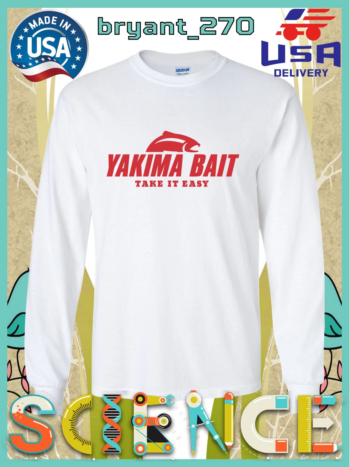 Yakima Bait Fishing Take it Easy Men's Long Sleeve T-Shirts American Size Tees
Opens in a new window