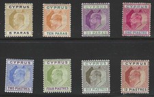 Cyprus, 1904-1907, Scott #48-49, 51-55, 57, King Edward VII issues, mint, hinged