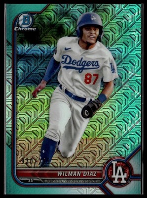 2022 Bowman #BCP-135 Wilman Diaz Chrome Prospects Mojo Aqua Refractors #/225