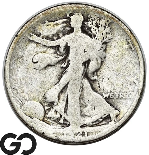 1921-D Walking Liberty Half Dollar, Lower Mintage Rare Key Date