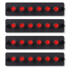 4-Pack 6 Simplex ST Fiber Patch Panel, 6 Port, Singlemode, Red ST Adapters