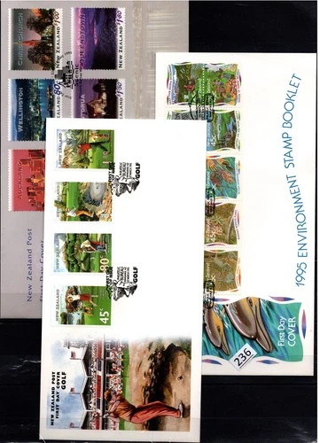 NEW ZEALAND - 3 FDC - ARCHITECTURE - MARINE LIFE - SPORTS