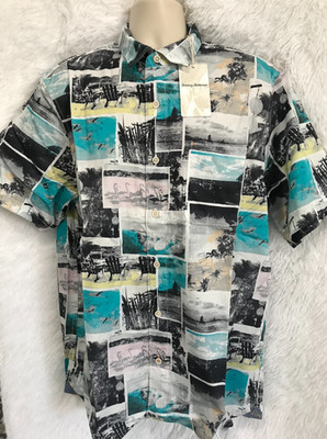 Tommy Bahama Big & Tall Tortola Snapshots Shirt Men's Size LT Tropical Teal NWT