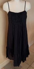 NWOT GAP Navy Blue Ruffle Front Strap Midi Dress SZ 10 Petite