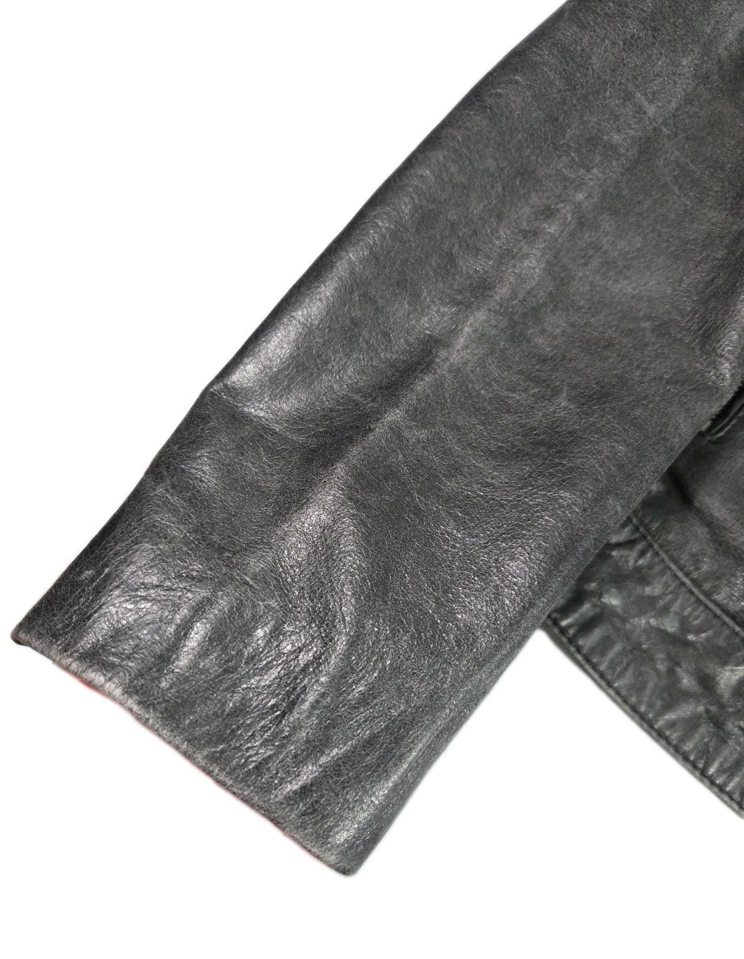 MNG Mango Womens Leather Jacket Distressed Grey Cafe Style Racer Jacket Sz M thumbnail 4