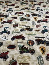 5th Avenue Design Vintage 1970 Classic Car Logo Emblem Curtain Fabric 4.25 Y
