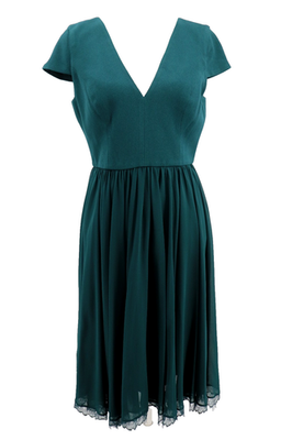 knee length dresses for ladies Cowl Neck Pleated A-Line Chiffon Midi Dress - Sage Green