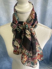Vintage 1980s Berkshire Silken Polyester Scarf Made in Italy Floral Paisley 30"