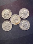 1964 P & D Washington Quarters-90% Silver-Lot of 5