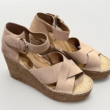 Marc Fisher Women's Taupe Amari Suede Buckle Espadrille Wedge Shoes SZ 10M New!