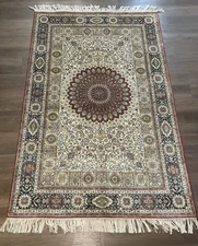 4'x6'  fancy Silk  handwoven  rug vintage medallion designer luxury traditional