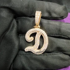 1.98 ct Natural Moissanite Customized Classy "D" Letter Layered Pendant Silver