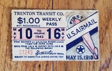 1942 TRENTON TRANSIT COMPANY TROLLEY BUS WEEKLY PASS TICKET MAY TRENTON NJ 10-16
