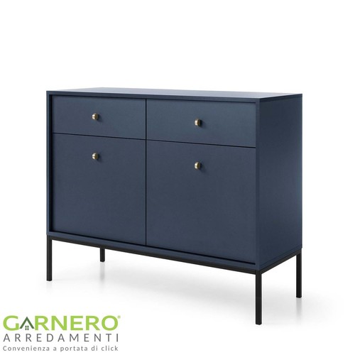 Madia design moderno soggiorno 2 ante 2 cassetti 2 ripiani 104x83 blu navyGLORY - Foto 2 di 5
