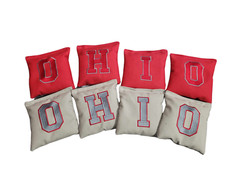 Ohio red and grey full size duck canvas all weather cornhole bags plastic resin