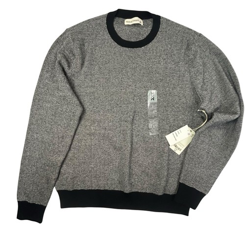 NEW Mutual Weave Pullover Crewneck Sweater Men Size Large Black Cream