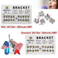 10Packs Dental Metal Ortho Brackets Braces Standard/Mini MBT Slot.022 345hooks
