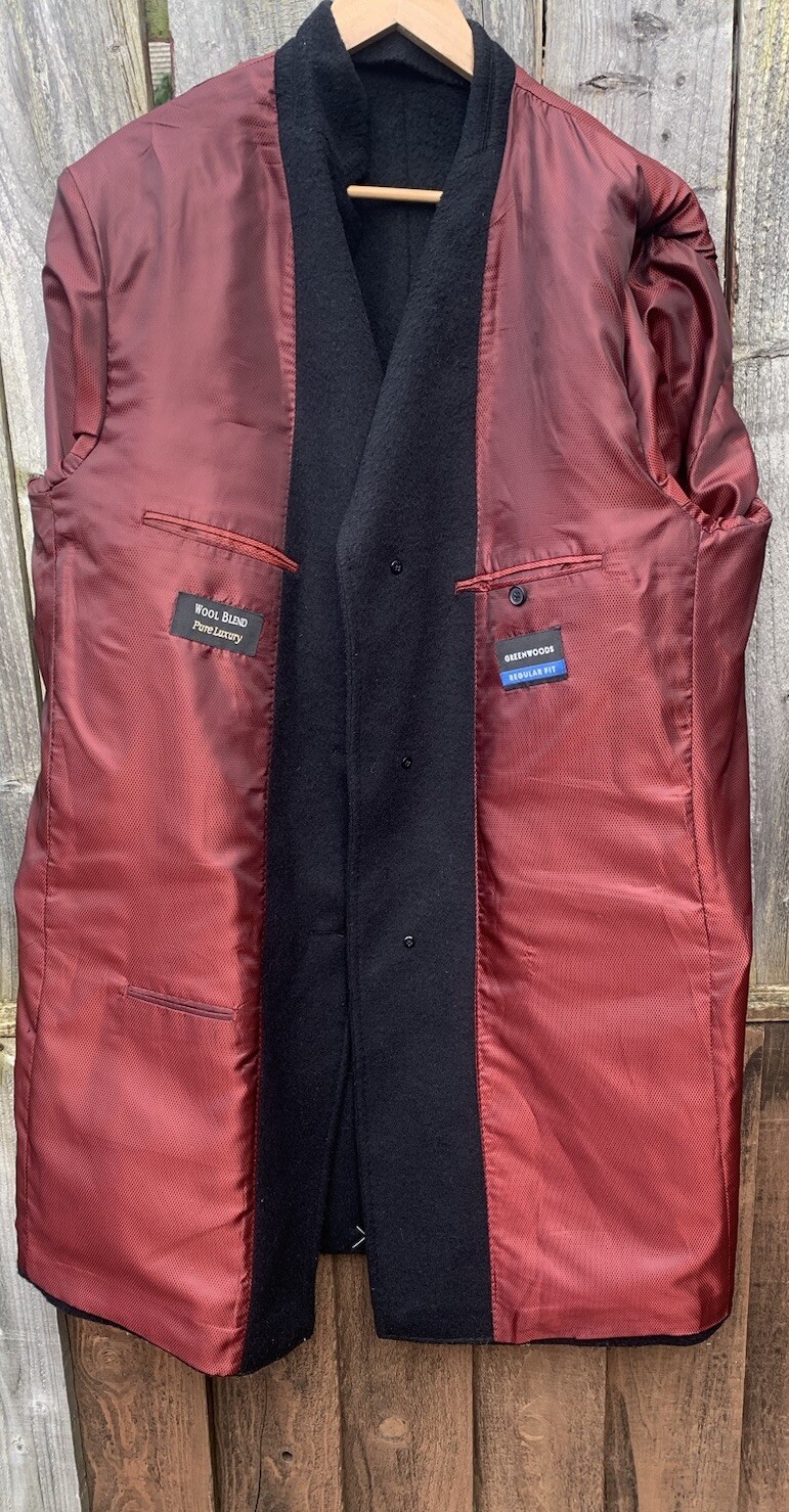 Greenwood’s Men’s Wool Blend Black Coat Chest Size 117cm /46’R image 6