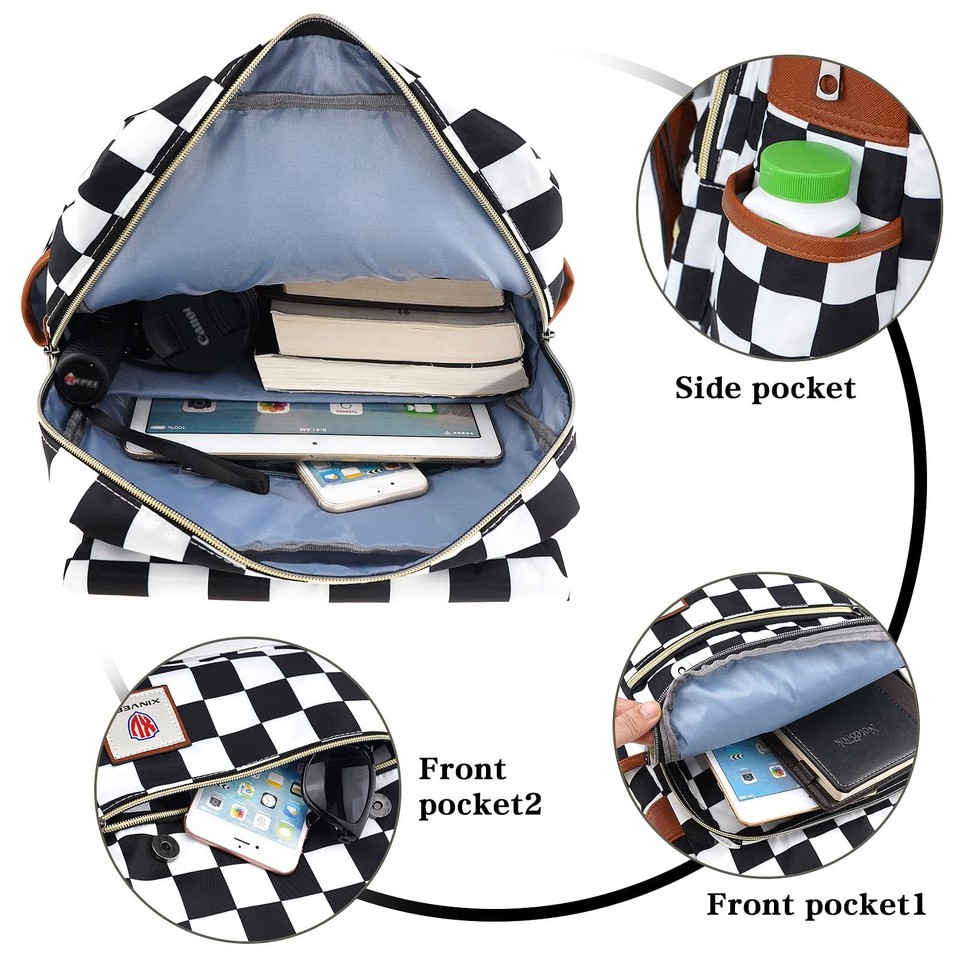 Vintage Backpack School Bag College Daypack Slim Travel Rucksack Black