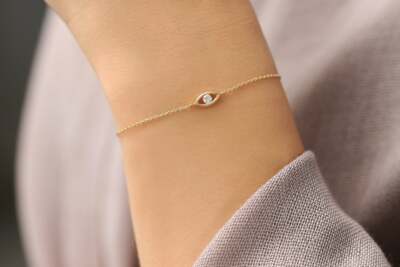 Diamond bracelet sparkle eye bracelet 1 brilliant 0.08ct vs G in 14K 585 gold