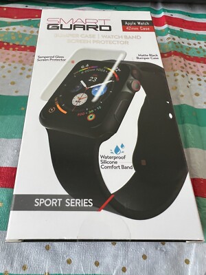 Smart Guard- BumperCase/ WatchBand/ ScreenProtector- Black For 42mm Apple Watch