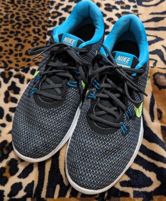 NIKE FLEX TR7 TRAINING RUNNING Shoes Gray Blue Lime Green SWOOSH Womens  #539